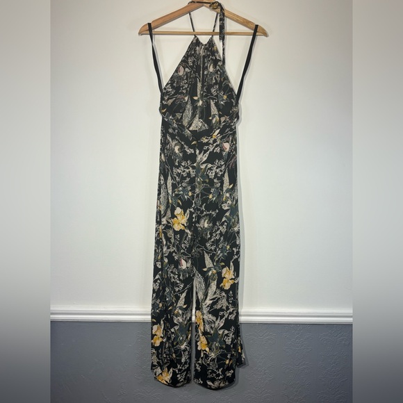 Free People Black and Yellow Floral Backless jumpsuit Size 2 - Picture 3 of 8